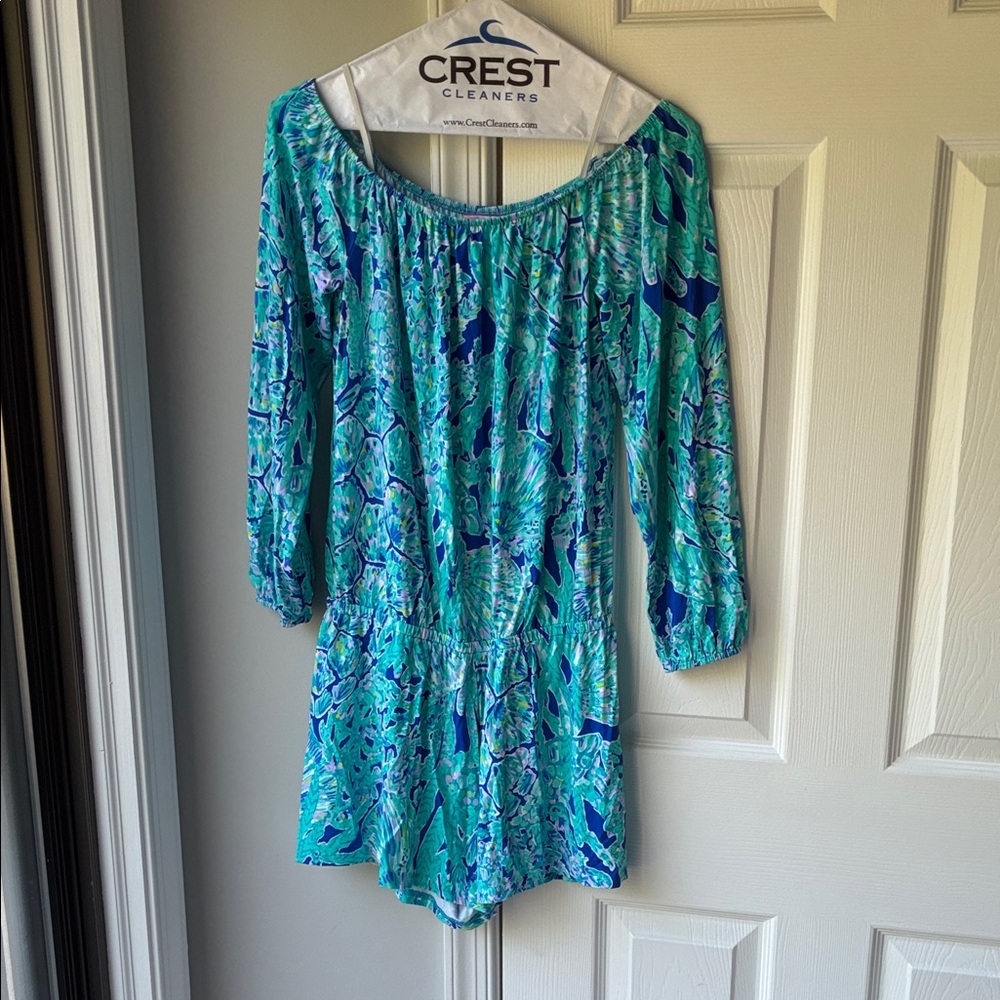 Lilly Pulitzer Teal and Blue Floral Romper